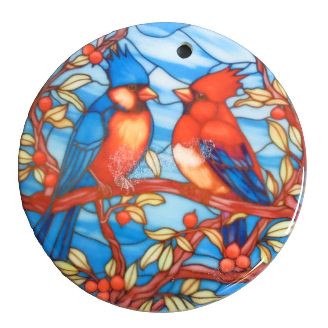 Christmas Ornament 2 Sided Birds Tree