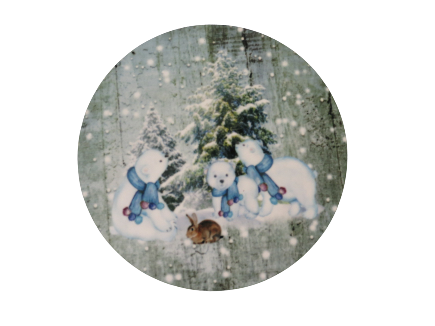 Set Of 4 Coaster Set Polar Bear Christmas Winter Scene