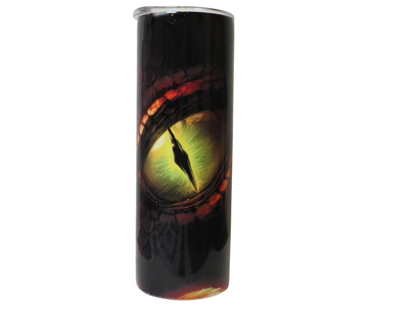 20 oz Metal Tumbler With Straw Eye Of A Dragon With Fire