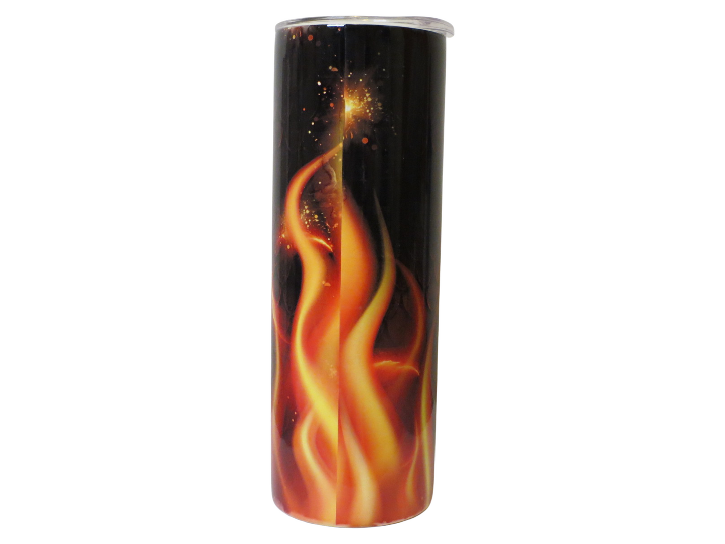 20 oz Metal Tumbler With Straw Eye Of A Dragon With Fire