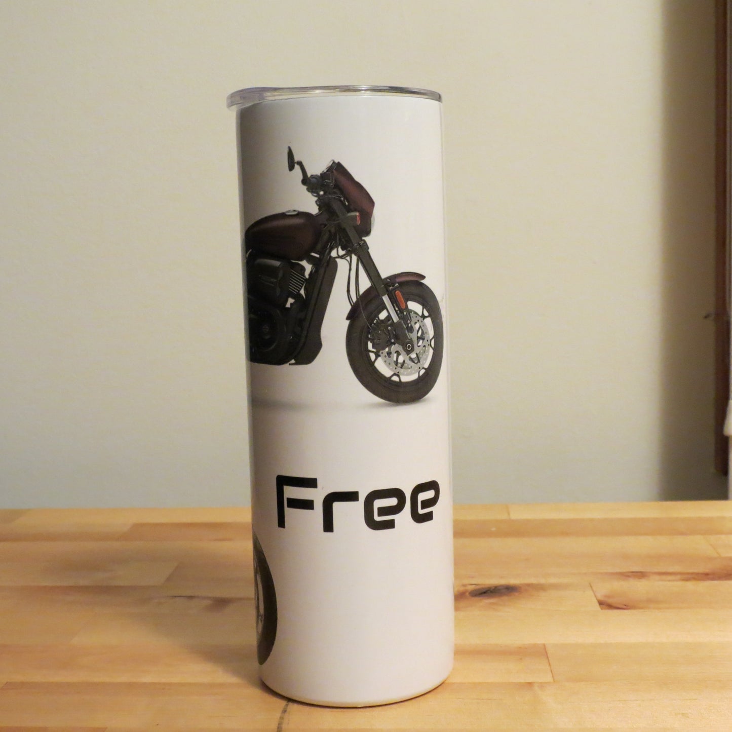 20 oz Skinny Tumbler Men  Motorcycle Biker Core Be Free