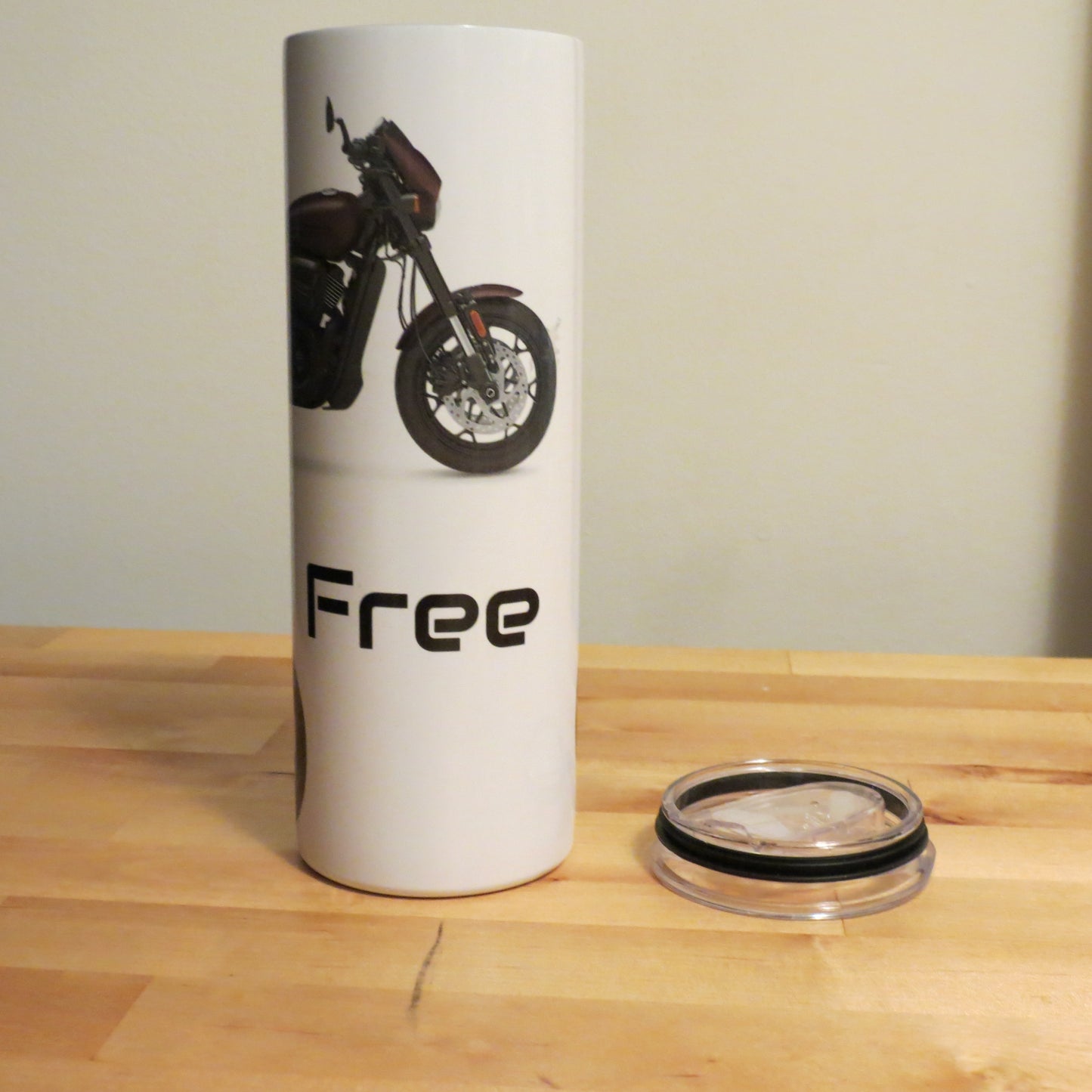 20 oz Skinny Tumbler Men  Motorcycle Biker Core Be Free