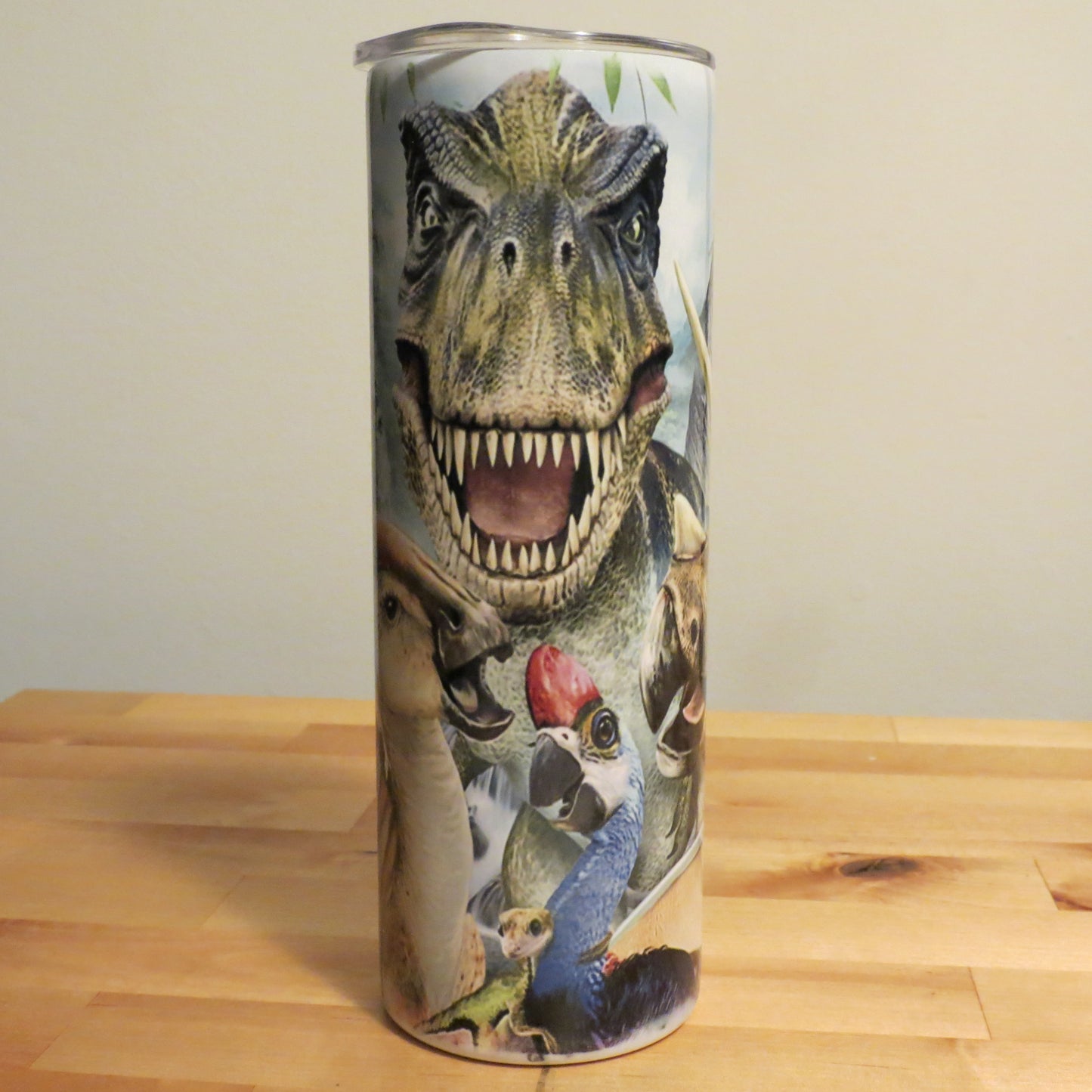 20 oz Tumbler Dinosaur T Rex Stainless Steel Lid Straw