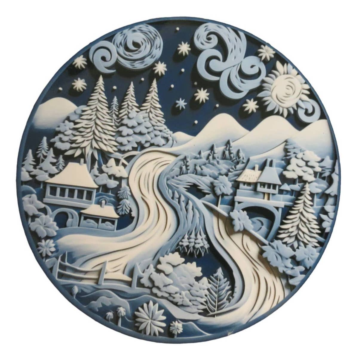 Set Of 4 Coaster Winter Scene 4 inch Hardboard