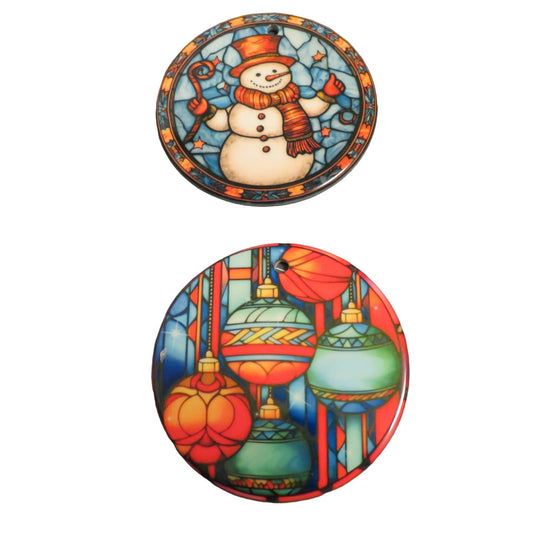 Two Side Christmas Ornaments Ceramic 3 Inch Snowman