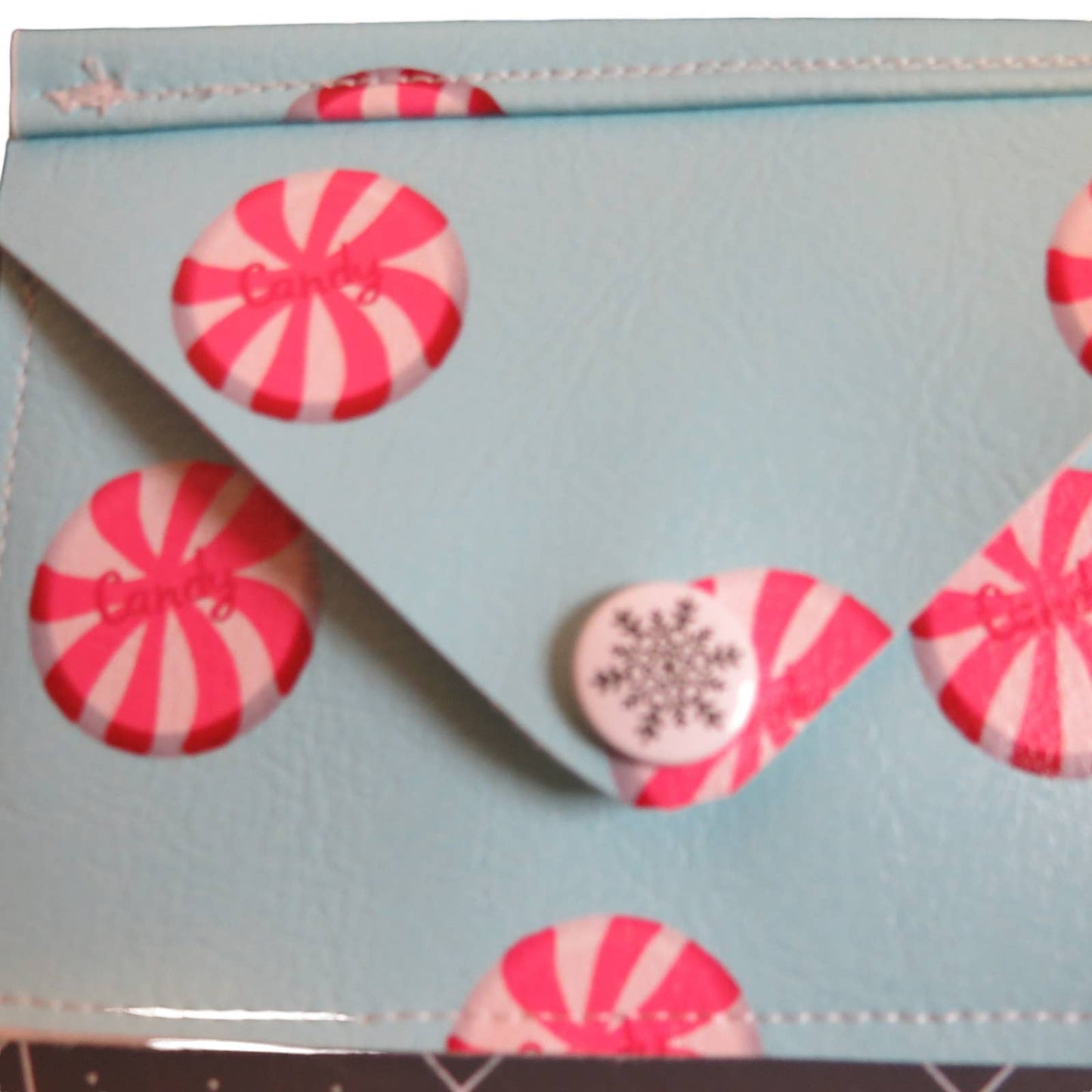 Christmas Gift Card Holder Vinyl Blue Peppermint Candy