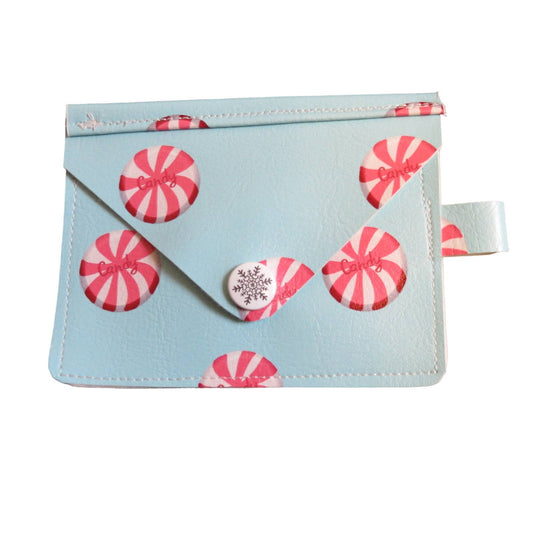 Christmas Gift Card Holder Vinyl Blue Peppermint Candy