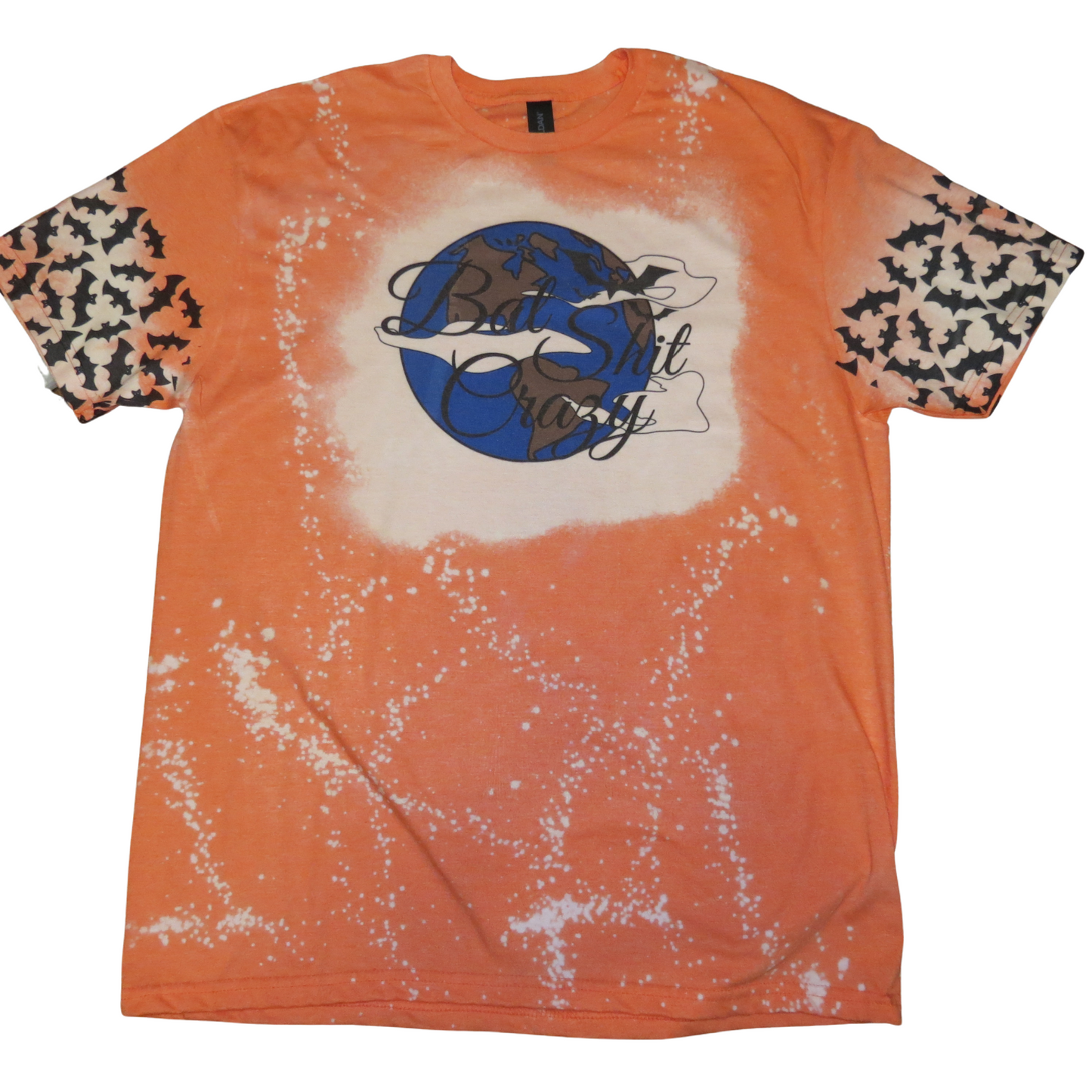 Gildan Unisex T Shirt Orange Halloween Bleach Bat Shirt Crazy