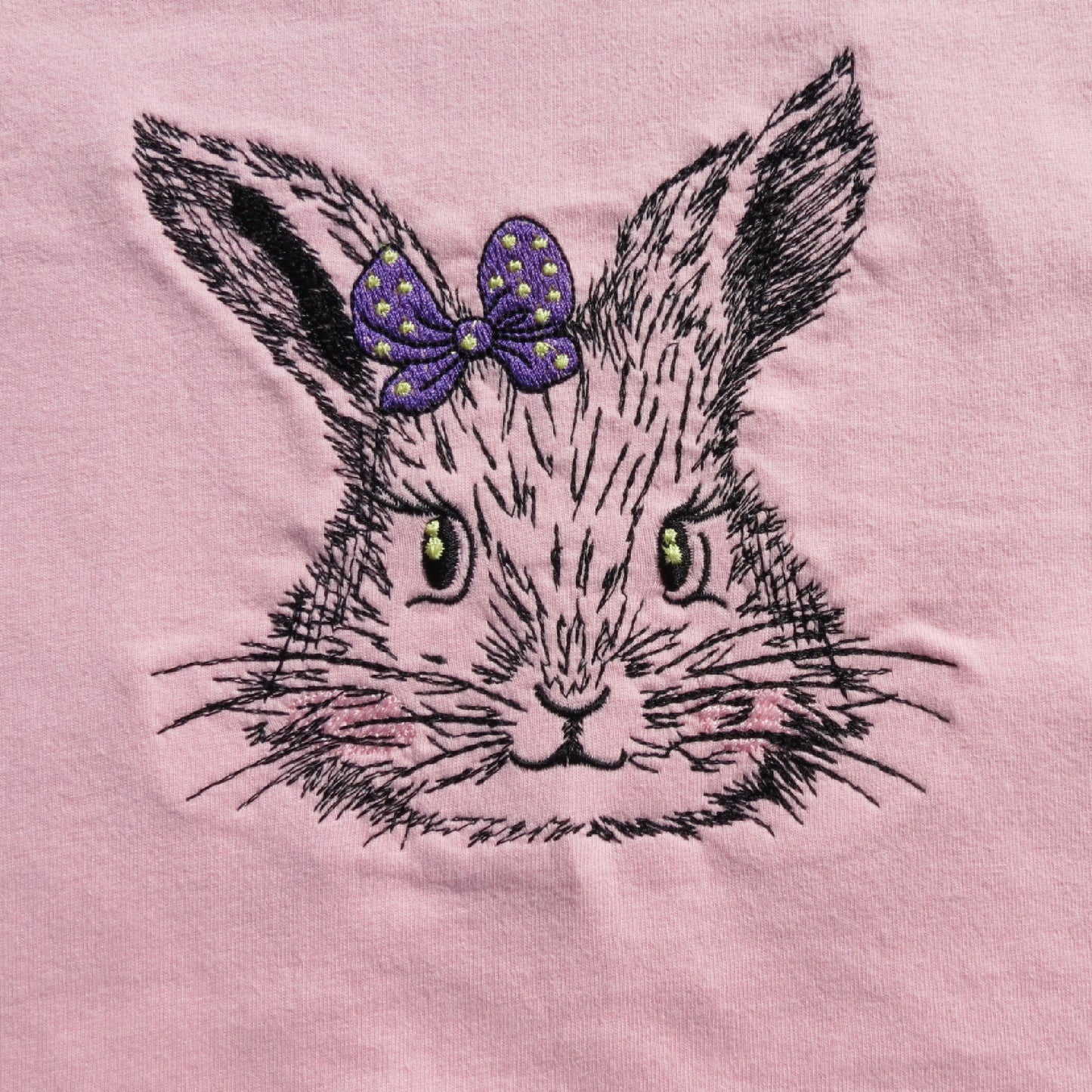 Next Level Toddler Girl T Shirt 4T Pink Embroidery Rabbit Purple Bow