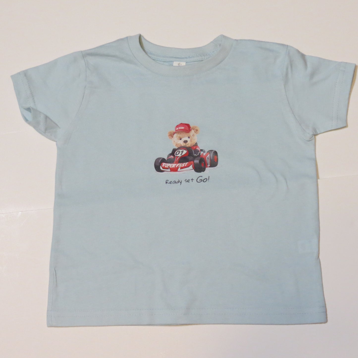 Next Level Toddler Boy T Shirt 2T 3T Blue Teddy Bear Race Car