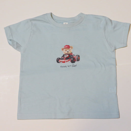 Next Level Toddler Boy T Shirt 2T 3T Blue Teddy Bear Race Car