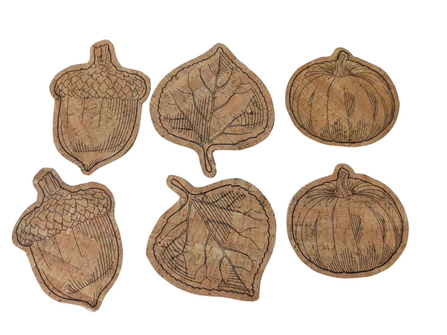 Fall Coaster Set Of 6 Cork Fabric Embroider