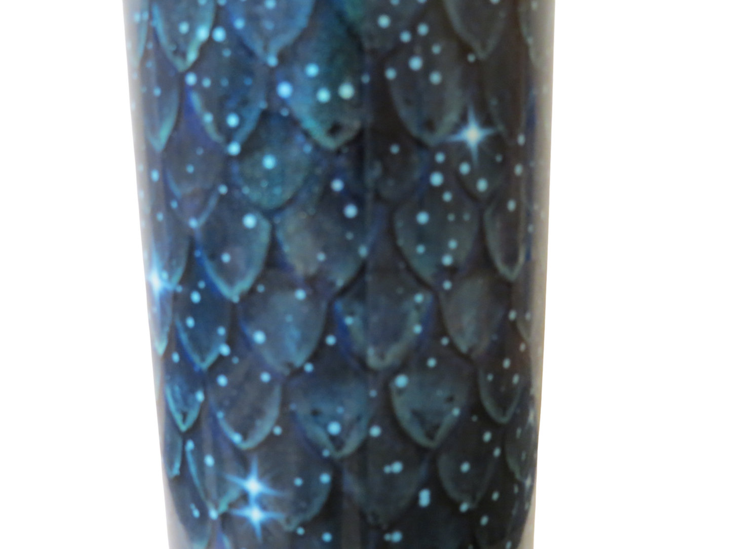 Sassy Fun Items 20 oz Metal  Glitter Tumbler  Blue Dragon With Snowflakes With Straw