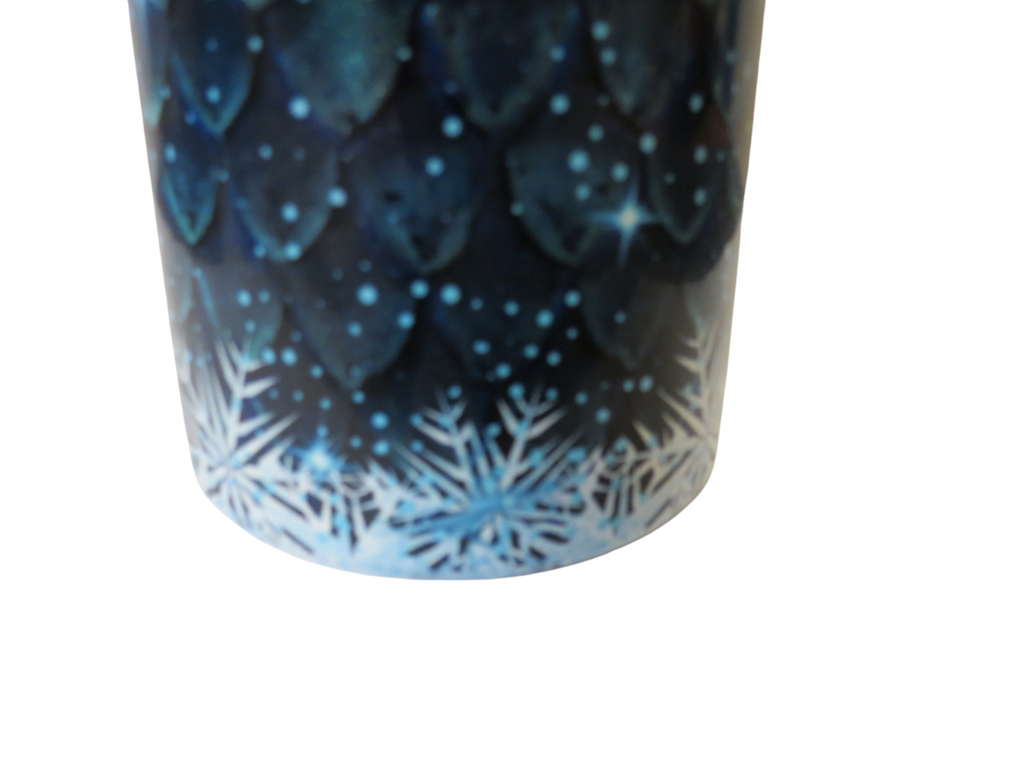 Sassy Fun Items 20 oz Metal  Glitter Tumbler  Blue Dragon With Snowflakes With Straw