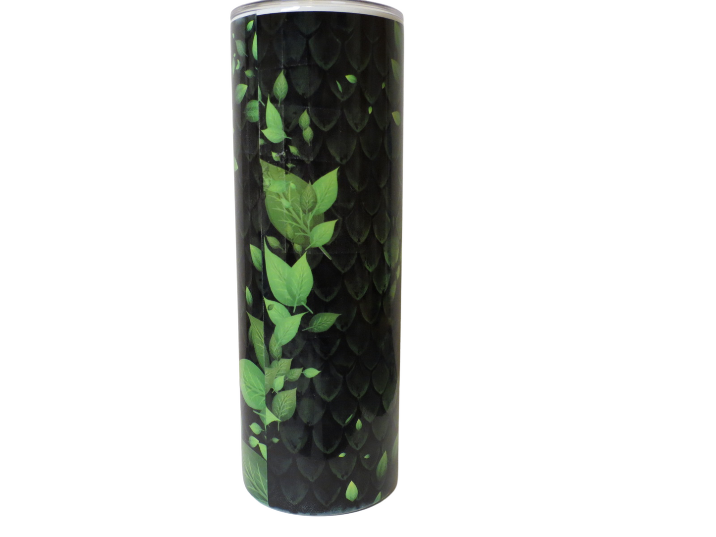 20 oz Metal Tumbler With Straw 1 Eye Dragon Green With Leaf