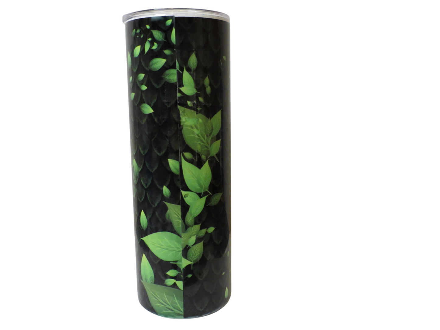 20 oz Metal Tumbler With Straw 1 Eye Dragon Green With Leaf