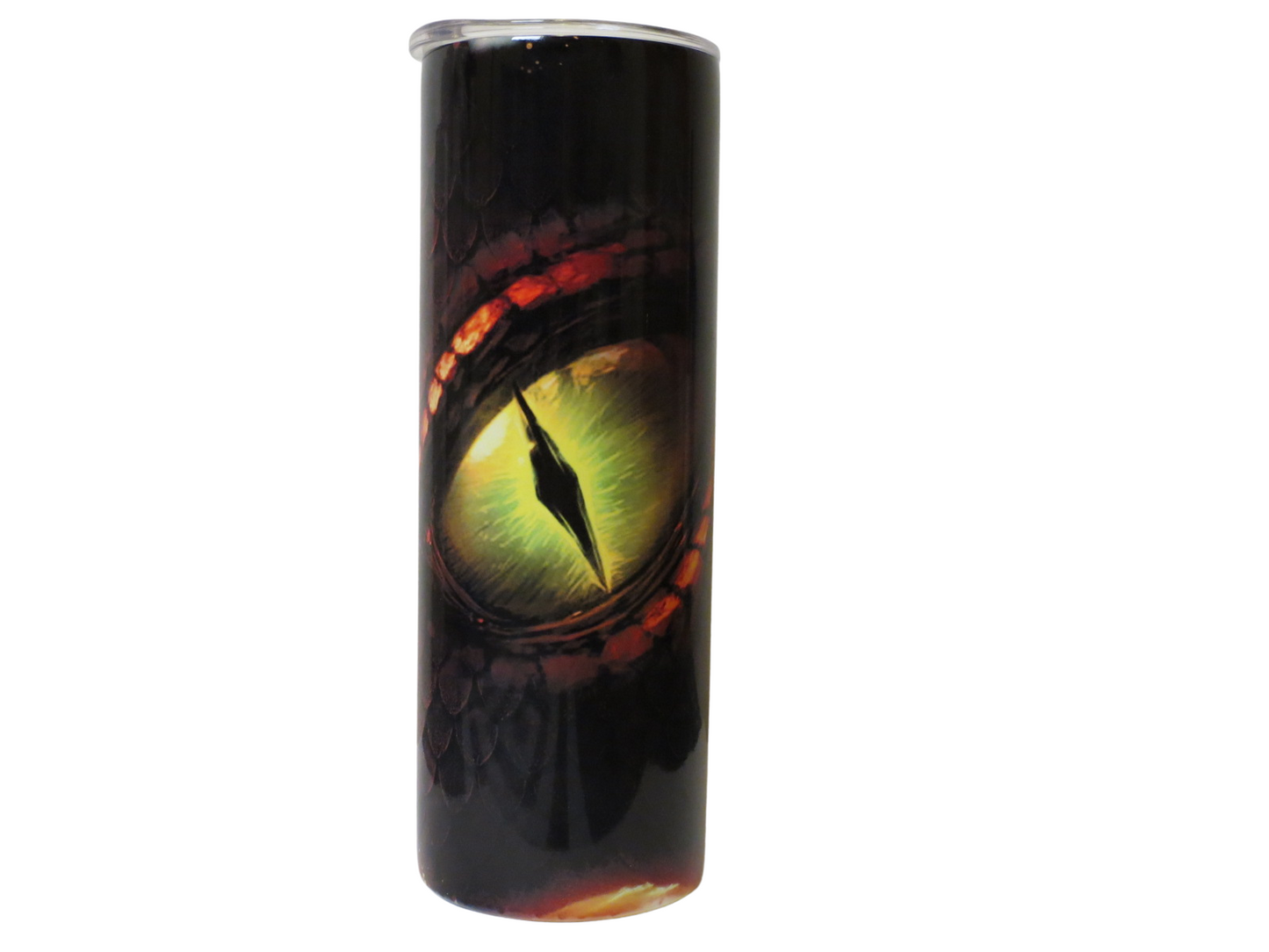 20 oz Metal Tumbler With Straw  Eye Of A Dragon With Fire