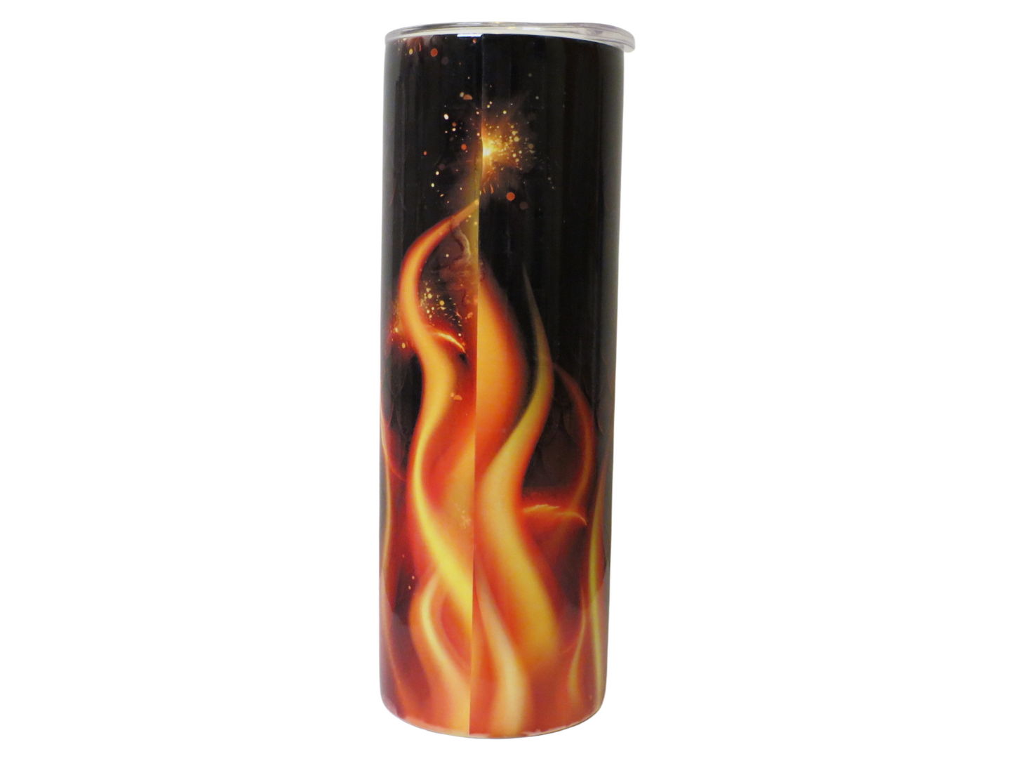 20 oz Metal Tumbler With Straw  Eye Of A Dragon With Fire