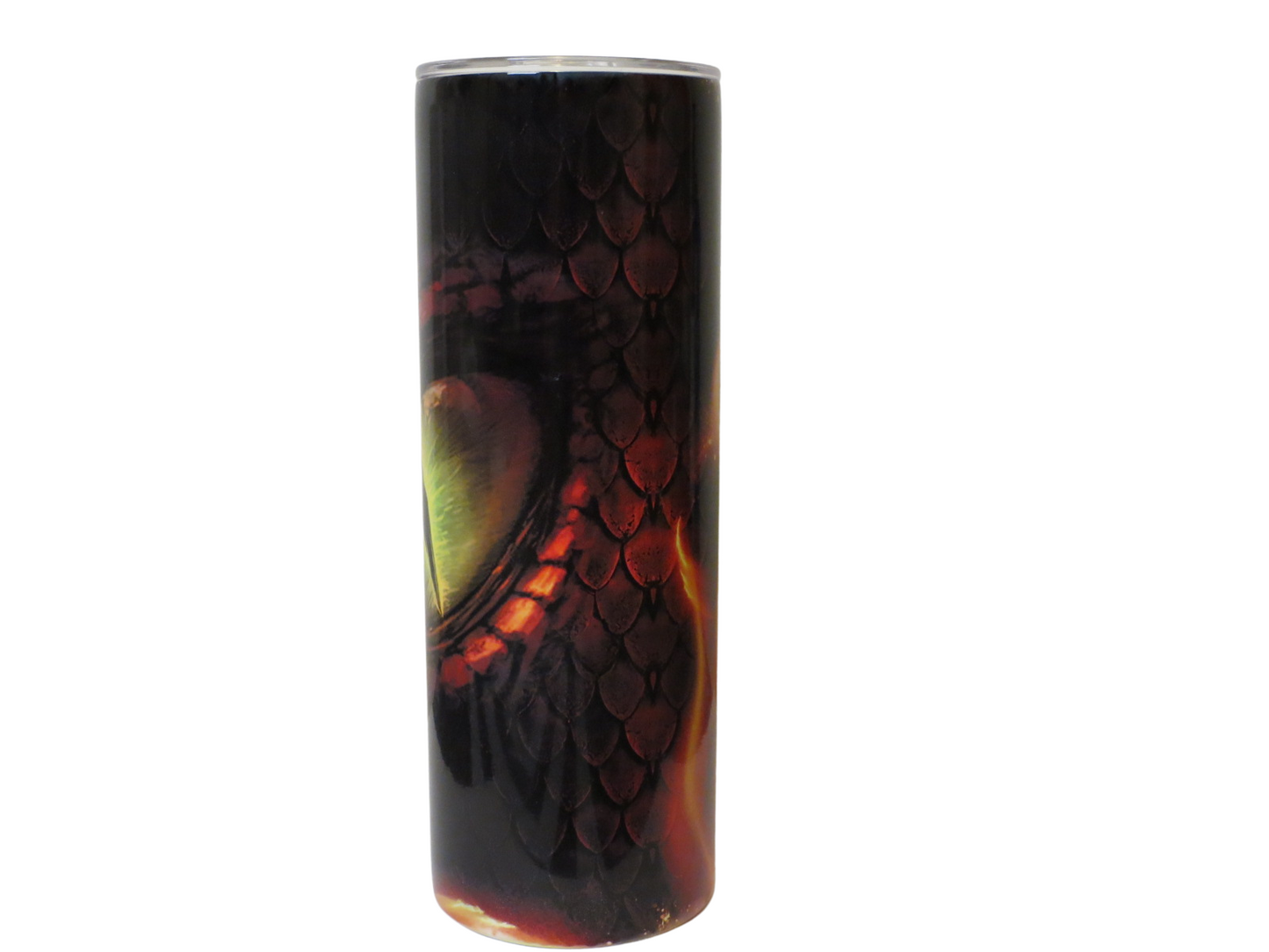 20 oz Metal Tumbler With Straw  Eye Of A Dragon With Fire