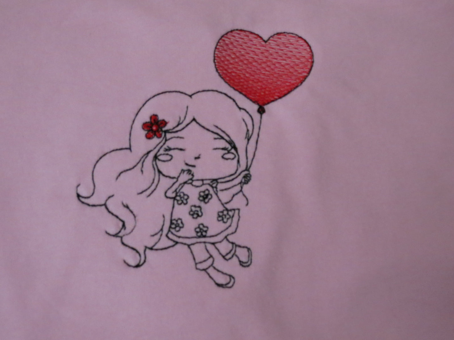 Toddler Girl Valentine Long Sleeve T Shirt Embroidery Pink 2T-4T