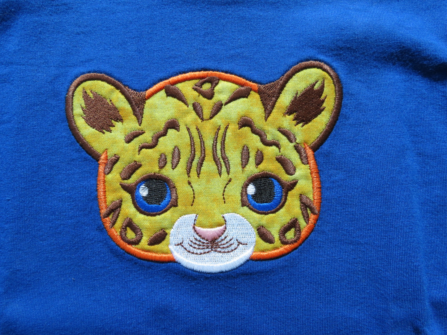 Toddler Boy Long Sleeve T Shirt Jaguar tiger Head Embroidery Applique Size 2T-4T Blue