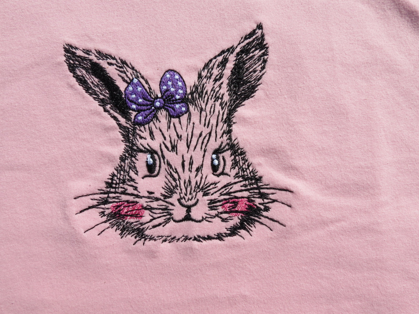 Toddler Girl T Shirt Size 2T 3T 4T Easter Rabbit Bunny With Purple Bow Pink Embroidery