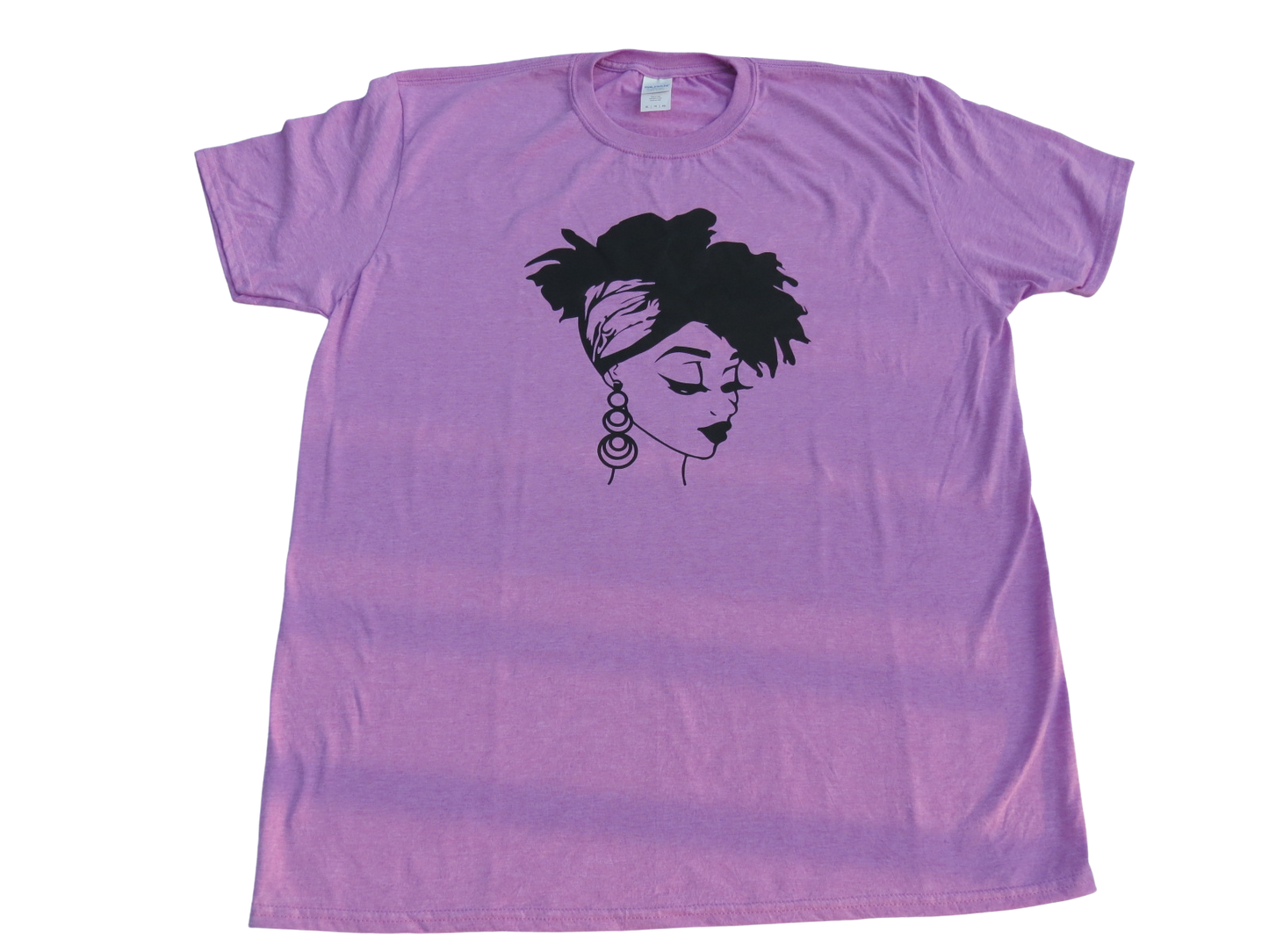 Gildan Softstyle Women T Shirt Size XL Light Purple Afro Women Vinyl