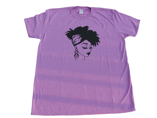 Gildan Softstyle Women T Shirt Size XL Light Purple Afro Women Vinyl