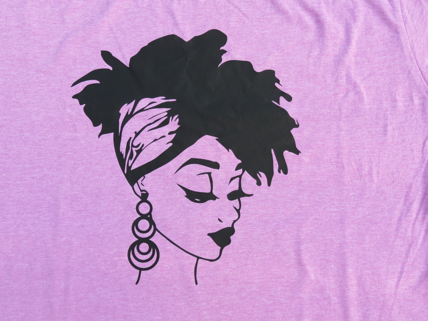 Gildan Softstyle Women T Shirt Size XL Light Purple Afro Women Vinyl