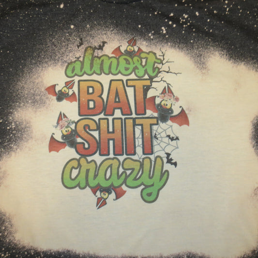 Gildan Unisex T Shirt Black Halloween Funny Saying Bat Shit Crazy