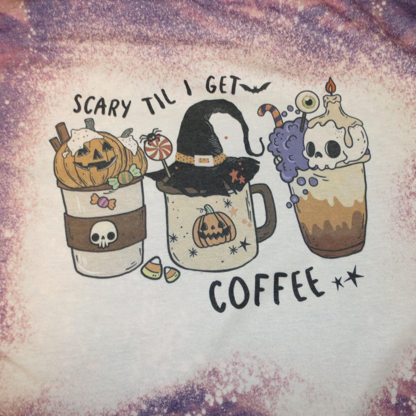 Gildan Unisex T Shirt Purple Halloween Coffee Bleach Funny Saying